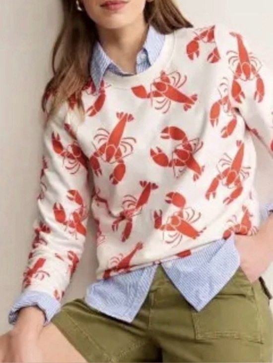 Boden Sweaters - Boden Women's Off White Ref Lobster Print Sweatshirt. Size Large